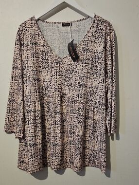 QFEEFAN  Printed V-Neck Tunic Top XXL